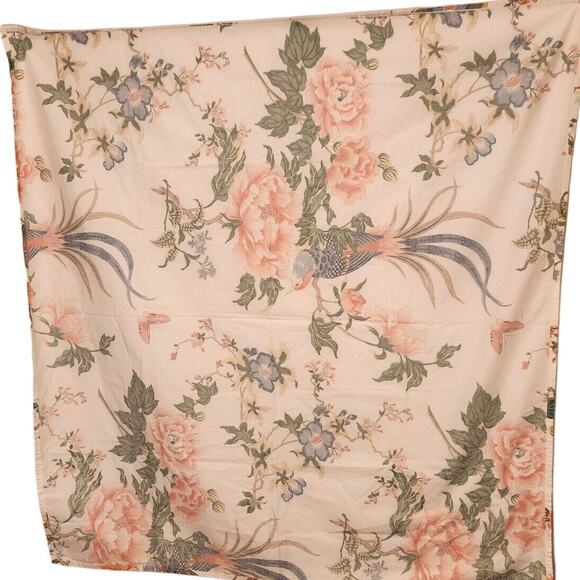 VTG ASIAN TABLECLOTH CHERRY BLOSSOM FLOWERS BIRDS JAPAN 45X45 PROJECT CRAFT SEW - Picture 7 of 7